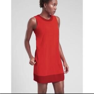 Athleta Red Zephyr Sleeveless Lightweight Rib-Knit Collar & Hem Dress S